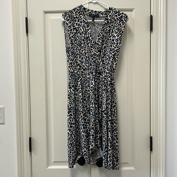 BCBG Maxazria size small wrap dress in blue and black cheetah - Picture 1 of 3